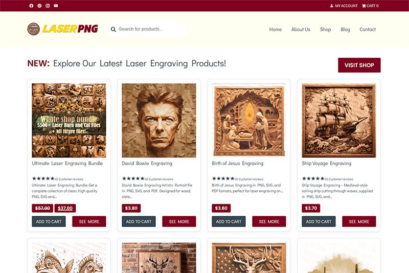 LaserPNG - WordPress E-Commerce project from Html ID